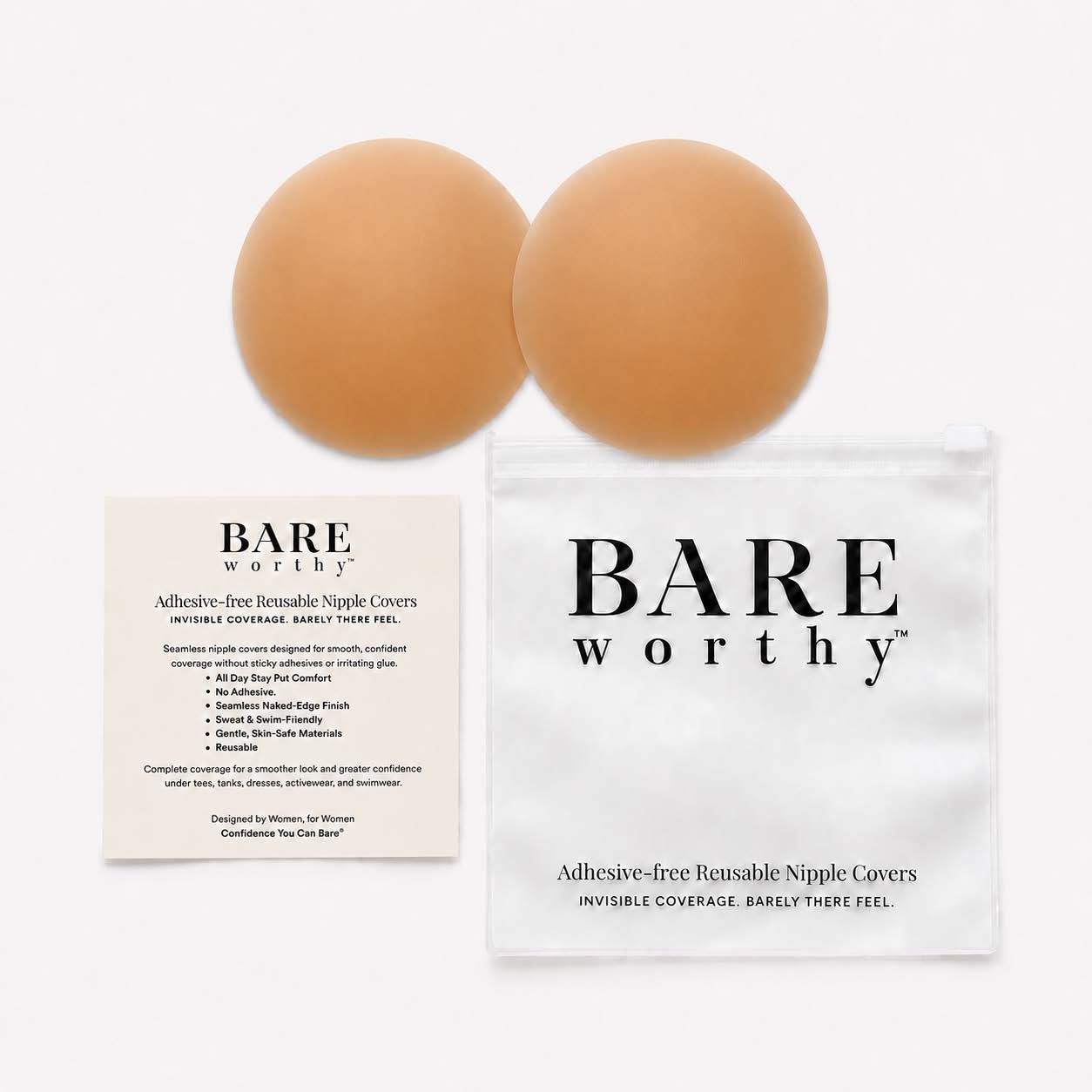 two brown balls next to a white bag