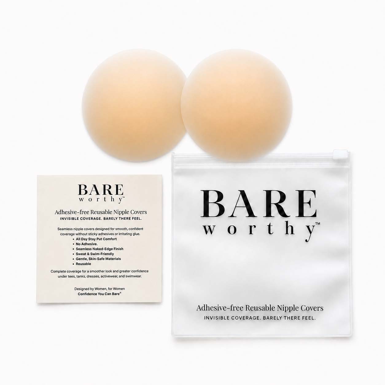 two brown balls next to a white bag