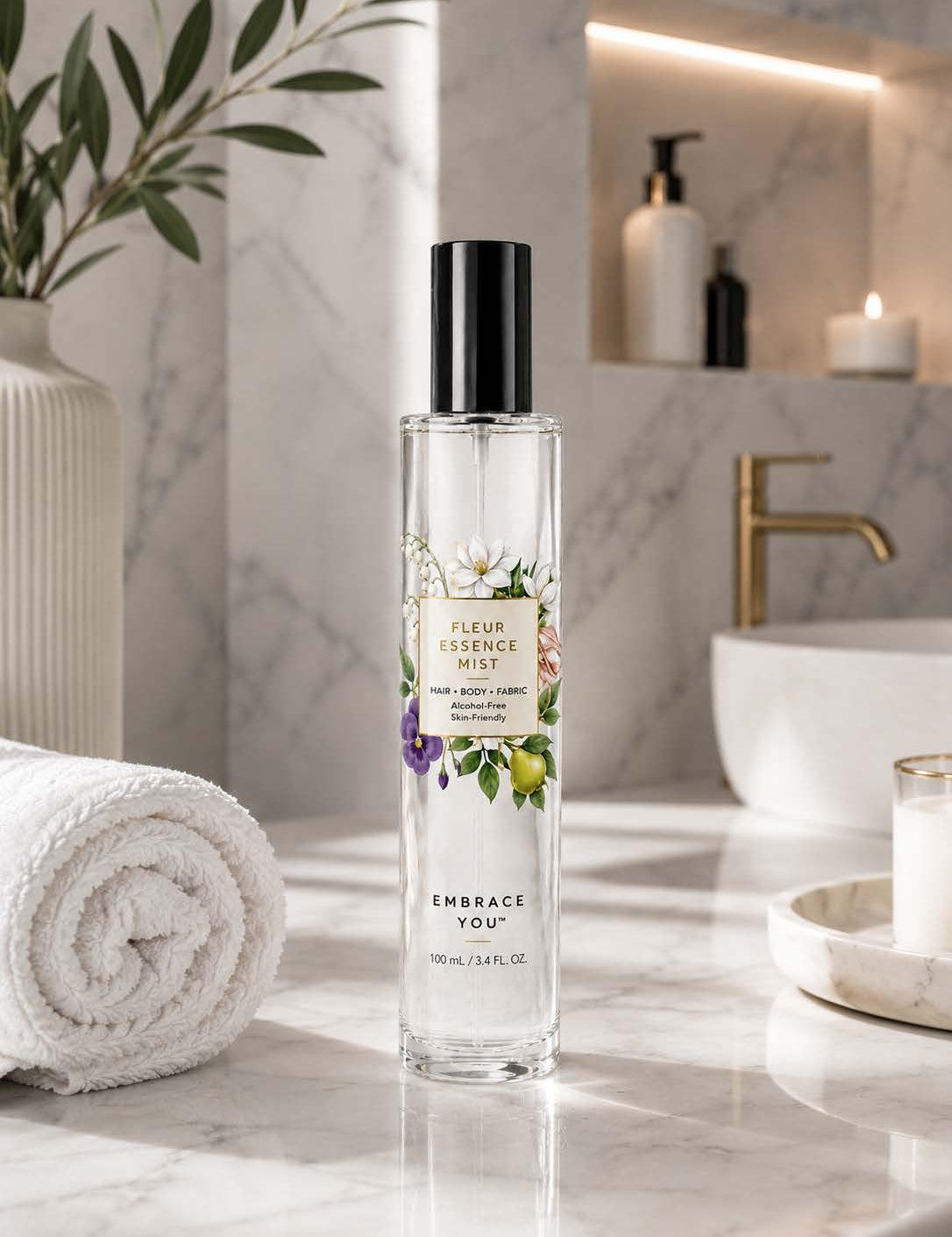 a bottle of perfume on a counter
