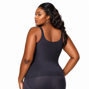 a woman in a black tank top